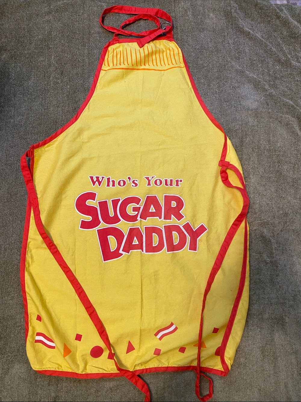 Yellow "Who's Your Sugar Daddy" Graphic Apron with Red Trim